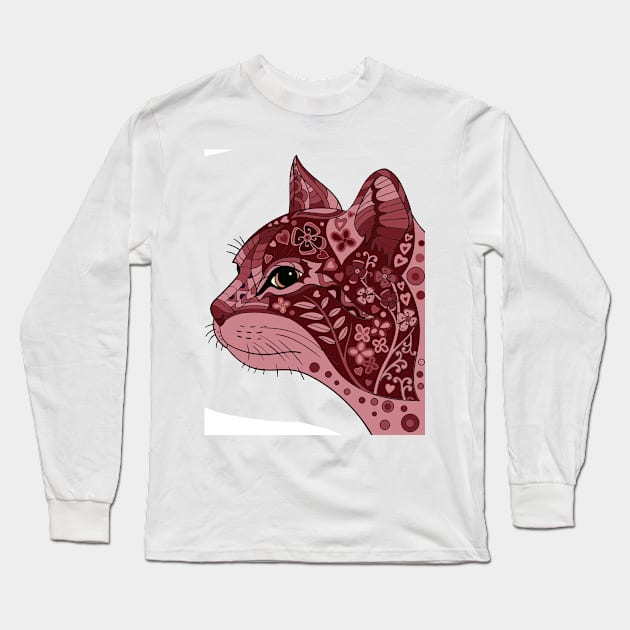 Cat Mandala Long Sleeve T-Shirt by MGphotoart